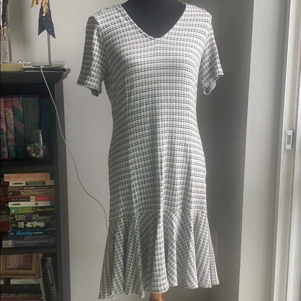 VNeck Midi Houndstooth Dress